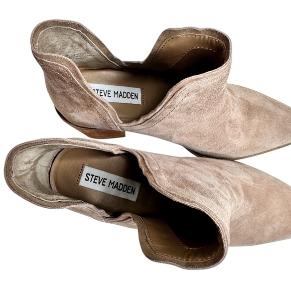 Steve Madden NEW Havannah Pointed Toe Cut-Out Booties Taupe Suede - Picture 12 of 16